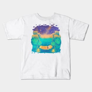 Stargazing in the forest by the sea at night Kids T-Shirt